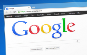 Google homepage displayed in a browser window