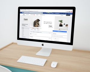 Desktop computer displaying a Facebook business page