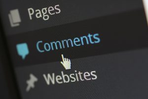 Close-up of a website admin menu showing Pages, Comments and Websites