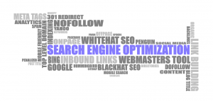 Word cloud of SEO terms with Search Engine Optimization at the centre