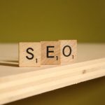 Scrabble tiles spell out SEO
